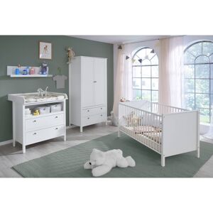 Babyzimmer Set OLOT-19 in weiß incl. Babybett mit herausnehmbaren Schlupfsprossen