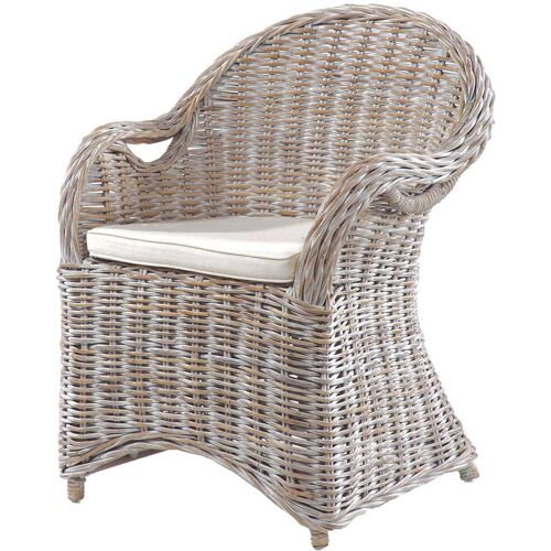 Terrassen Sessel aus Naturrattan GAZA-120 in white wash, B/H/T: ca. 56/88/64 cm