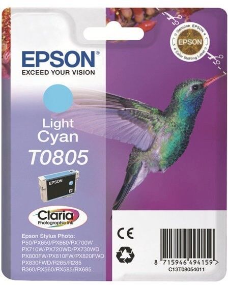 Epson Original Epson Stylus Photo PX 650 (C13T08054011 / T0805) Druckerpatrone Light Cyan