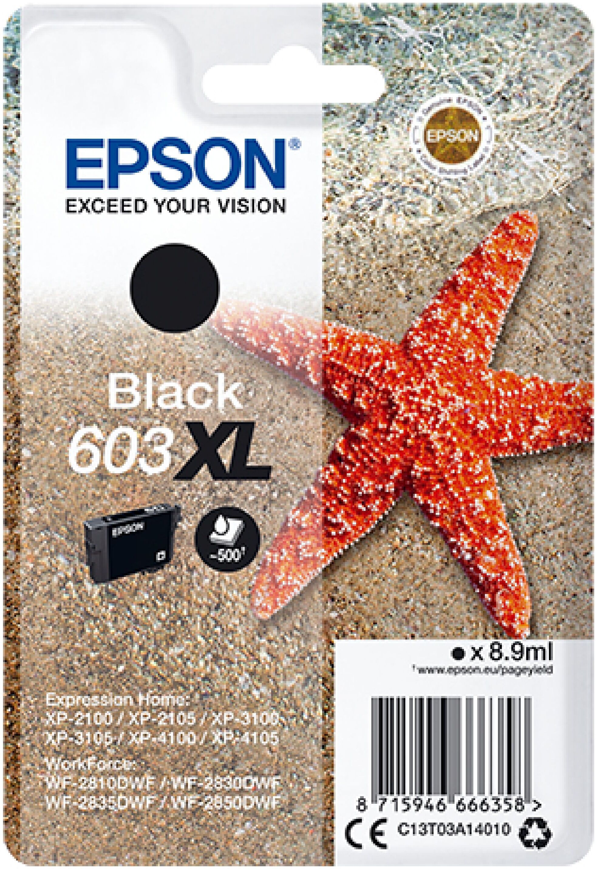 Epson Original Epson Expression Home XP-3100 (C13T03A14010 / 603XL) Druckerpatrone Schwarz