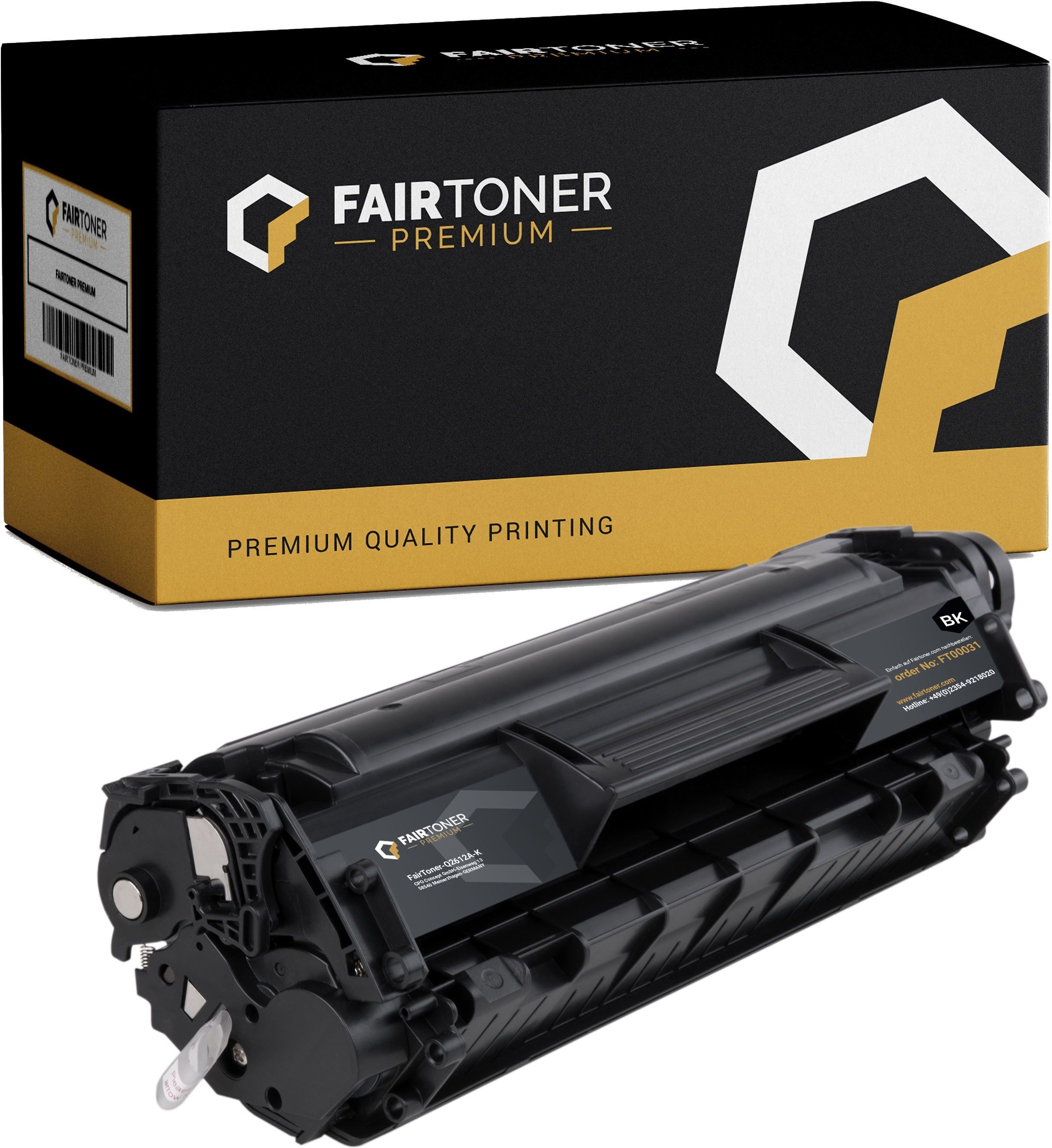 FairToner Premium kompatibel zu HP LaserJet 3030 AIO (Q2612A / 12A) Toner Schwarz