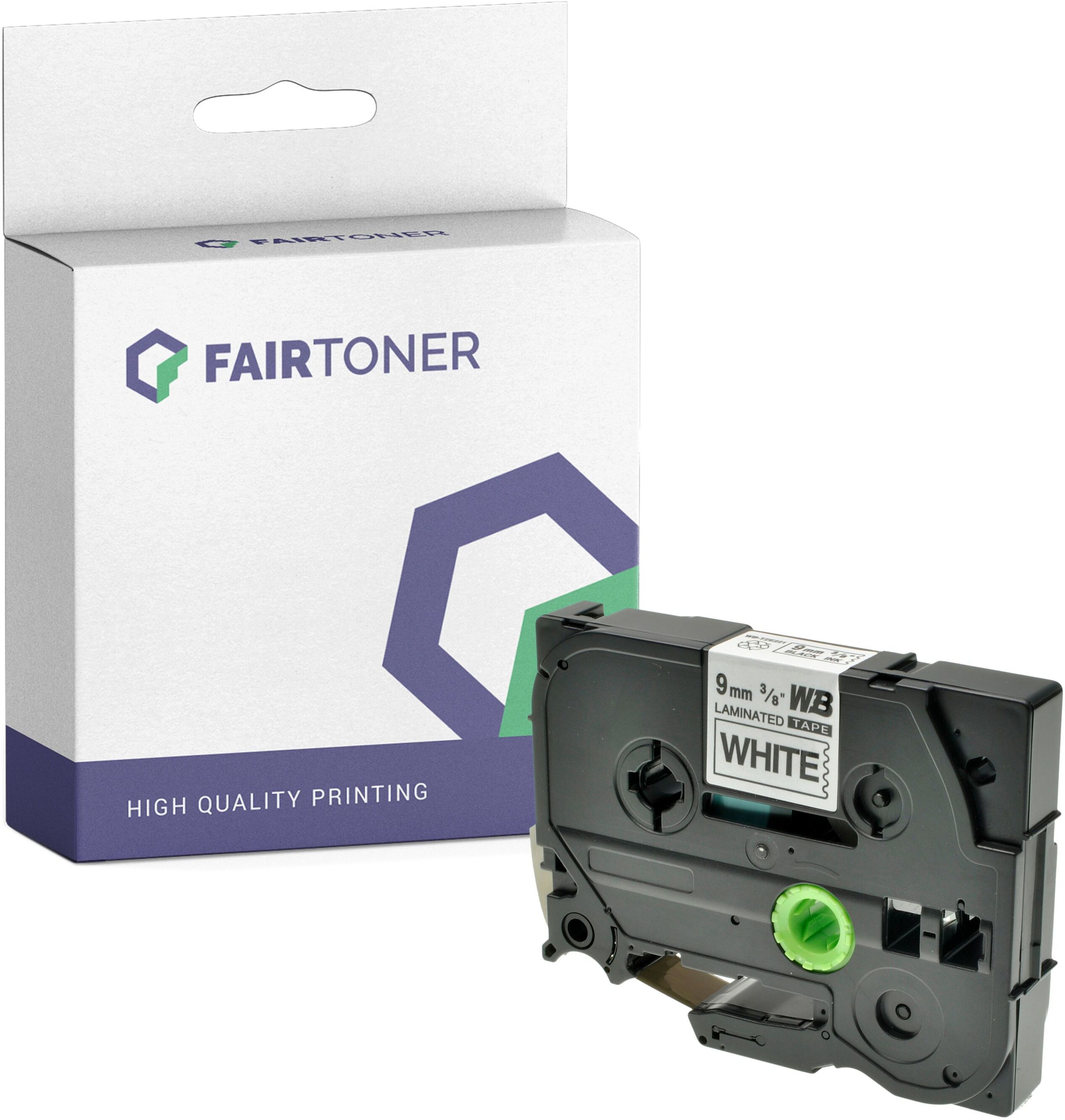 FairToner Kompatibel zu Brother P-Touch H 100 Series (TZE-221) Schriftband 9mm/8m Schwarz auf Weiss