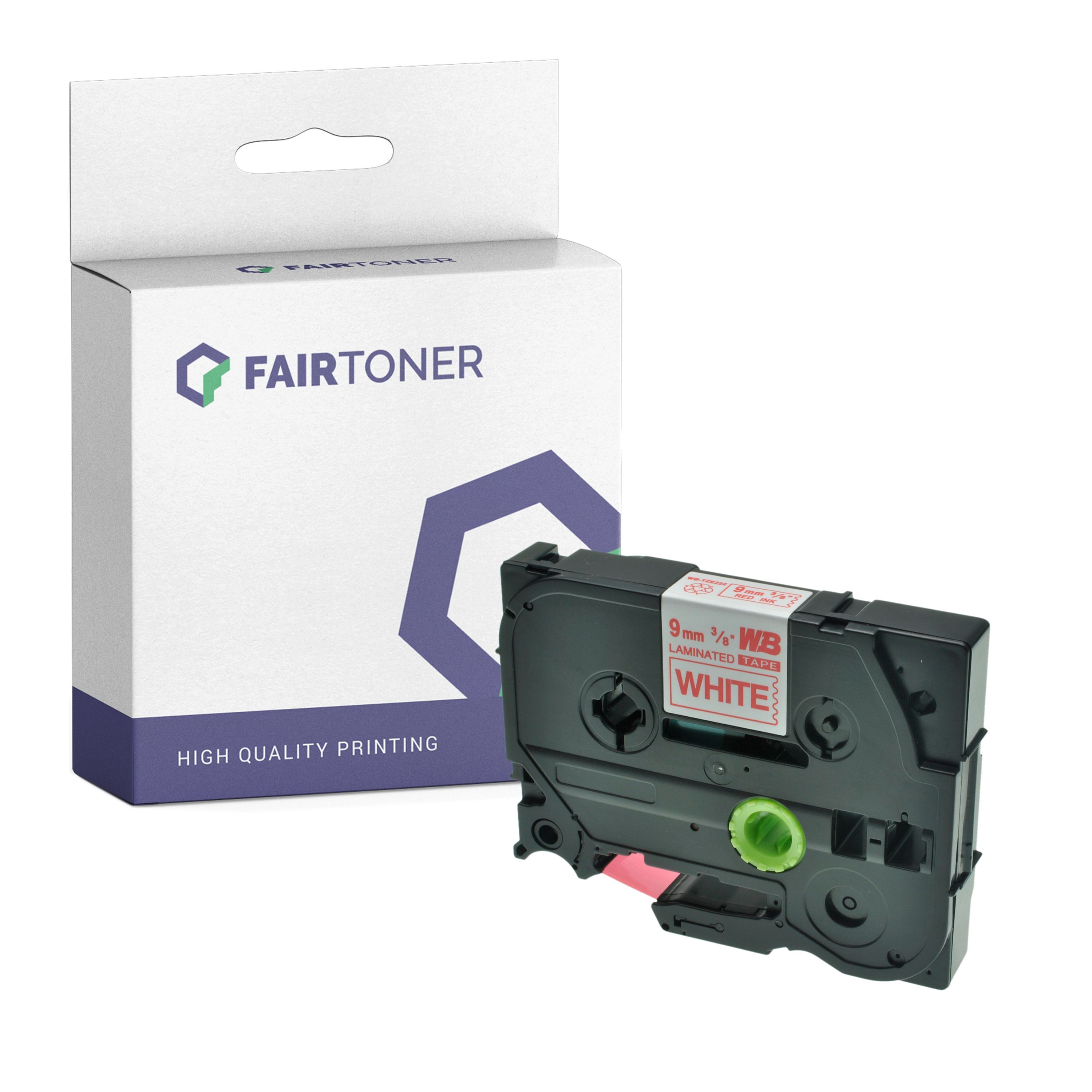 FairToner Kompatibel zu Brother P-Touch H 500 Series (TZE-222) Schriftband 9mm/8m Rot auf Weiss