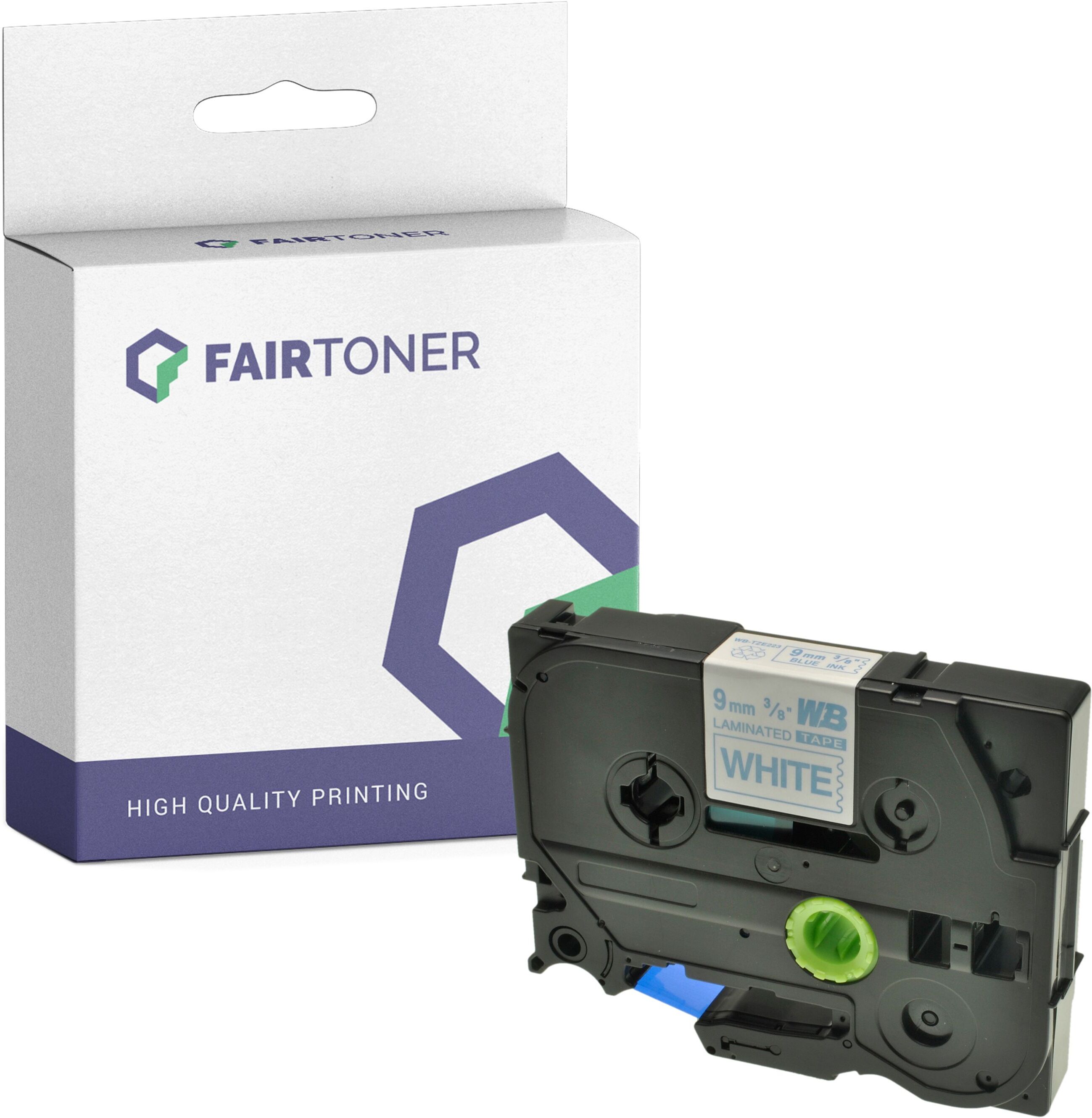 FairToner Kompatibel zu Brother P-Touch 1200 (TZE-223) Schriftband 9mm/8m Blau auf Weiss