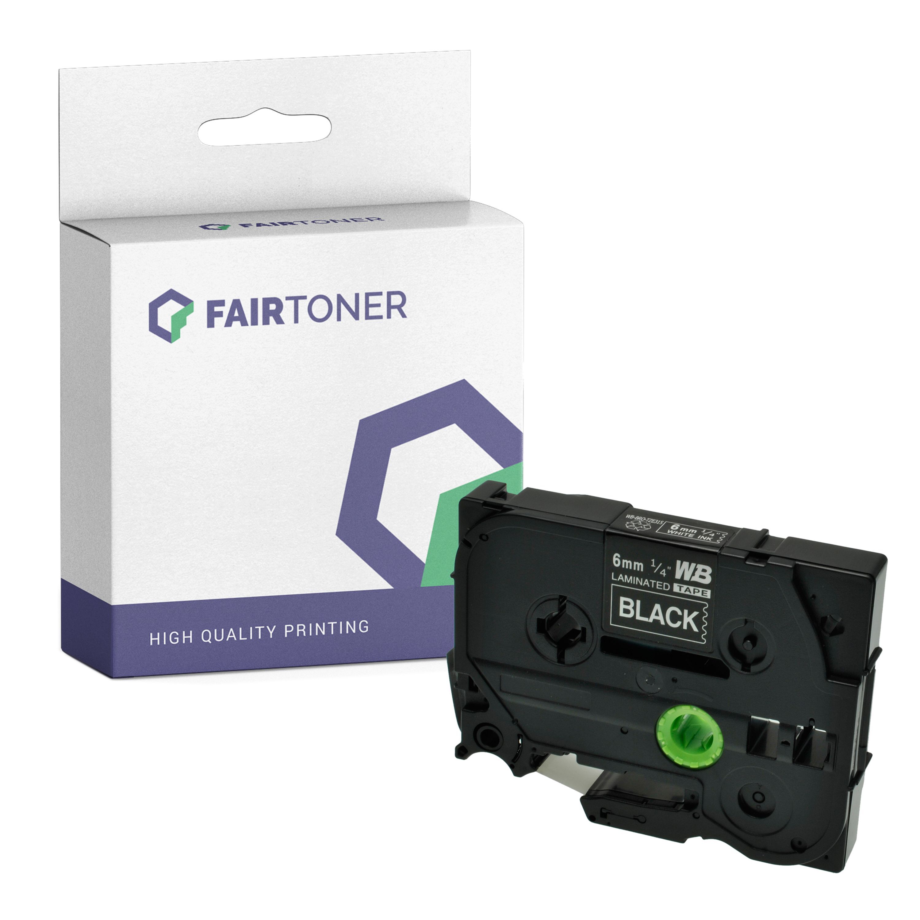 FairToner Kompatibel zu Brother P-Touch 310 (TZE-315) Schriftband 6mm/8m Weiss auf Schwarz