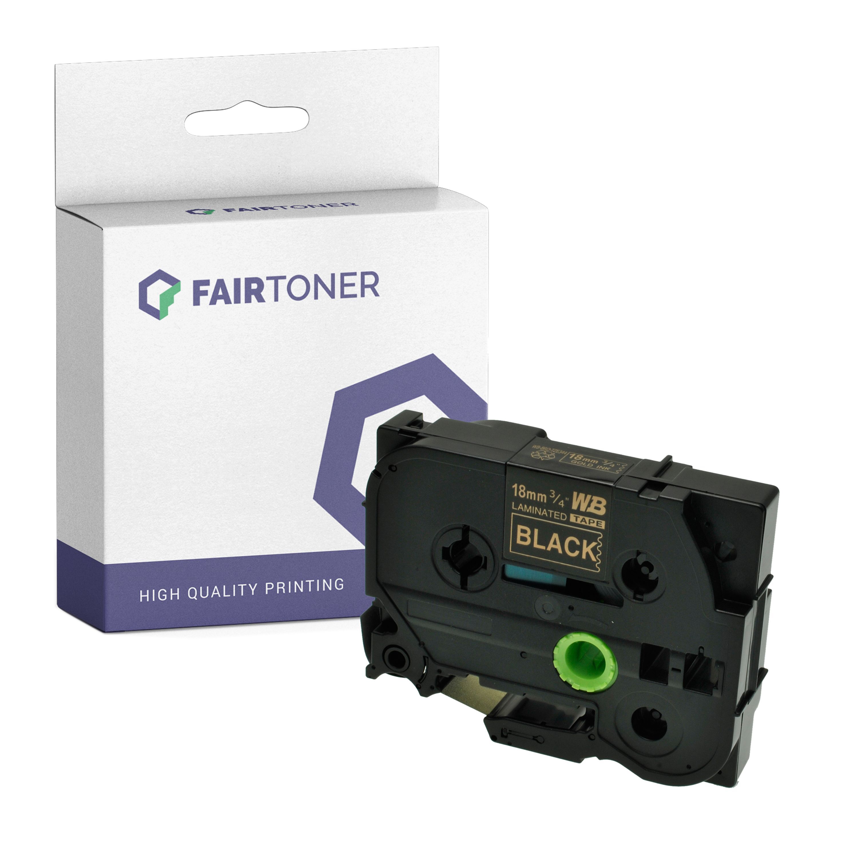 FairToner Kompatibel zu Brother P-Touch D 400 Series (TZE-344) Schriftband 18mm/8m Gold auf Schwarz