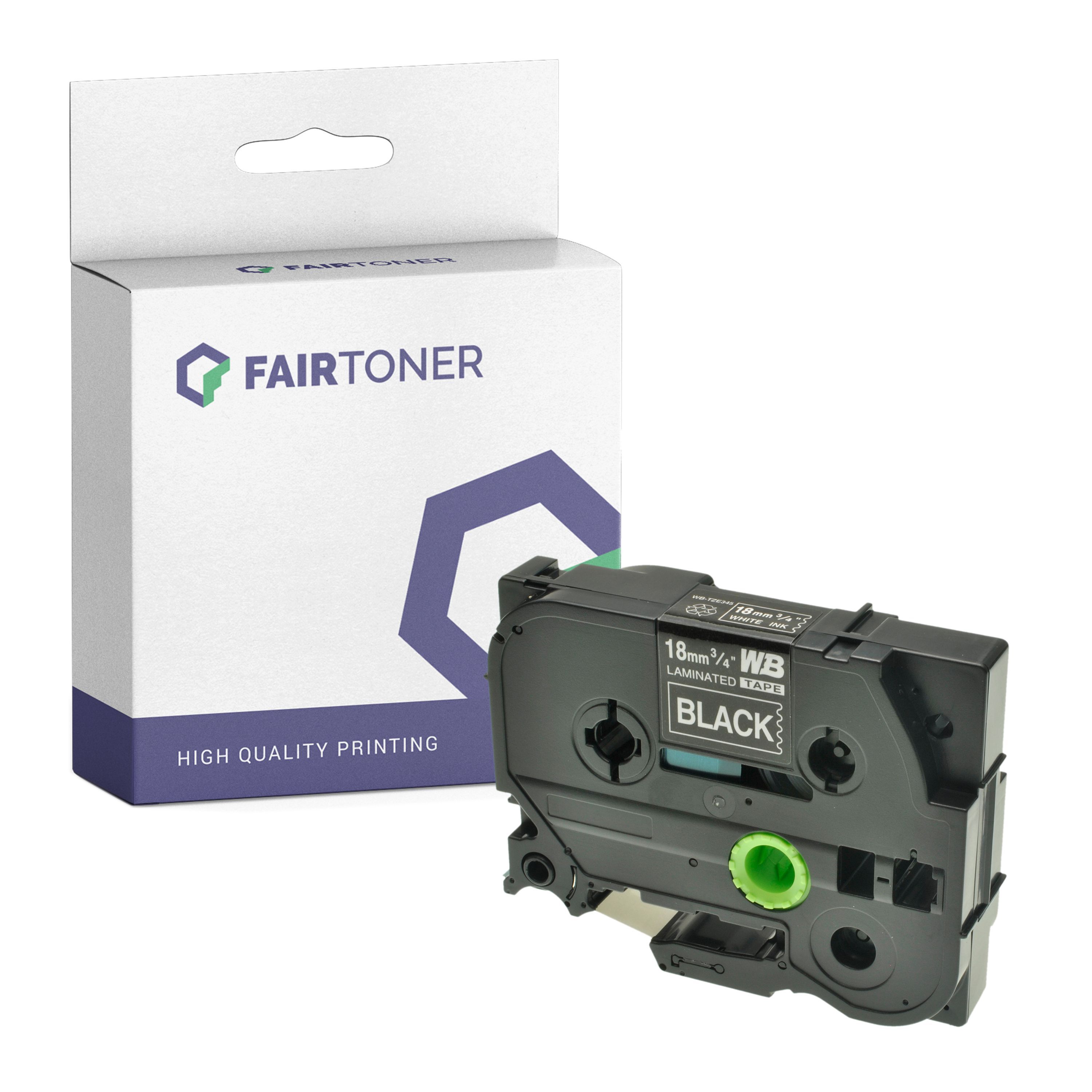 FairToner Kompatibel zu Brother P-Touch 540 (TZE-345) Schriftband 18mm/8m Weiss auf Schwarz