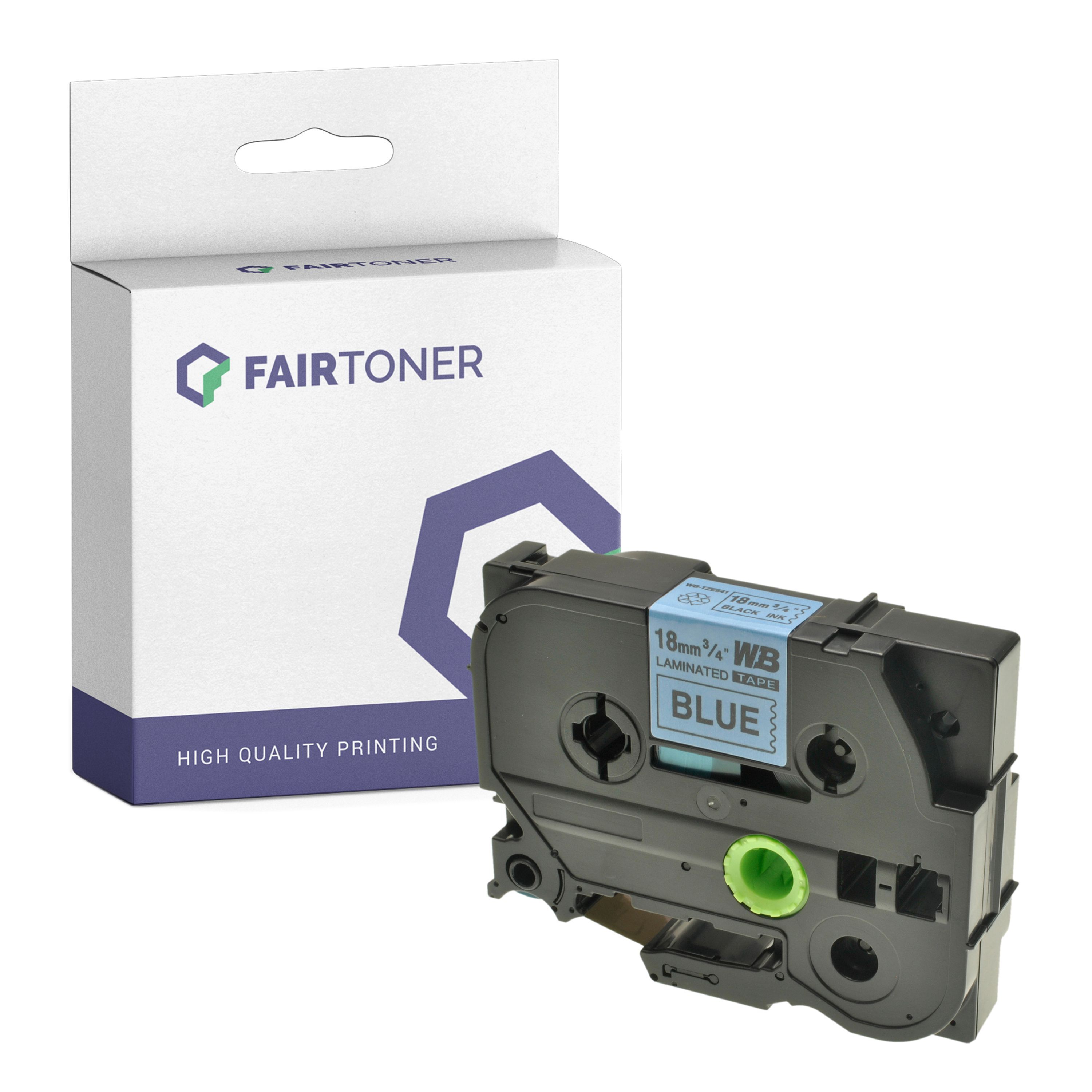FairToner Kompatibel zu Brother P-Touch 2470 (TZE-541) Schriftband 18mm/8m Schwarz auf Blau