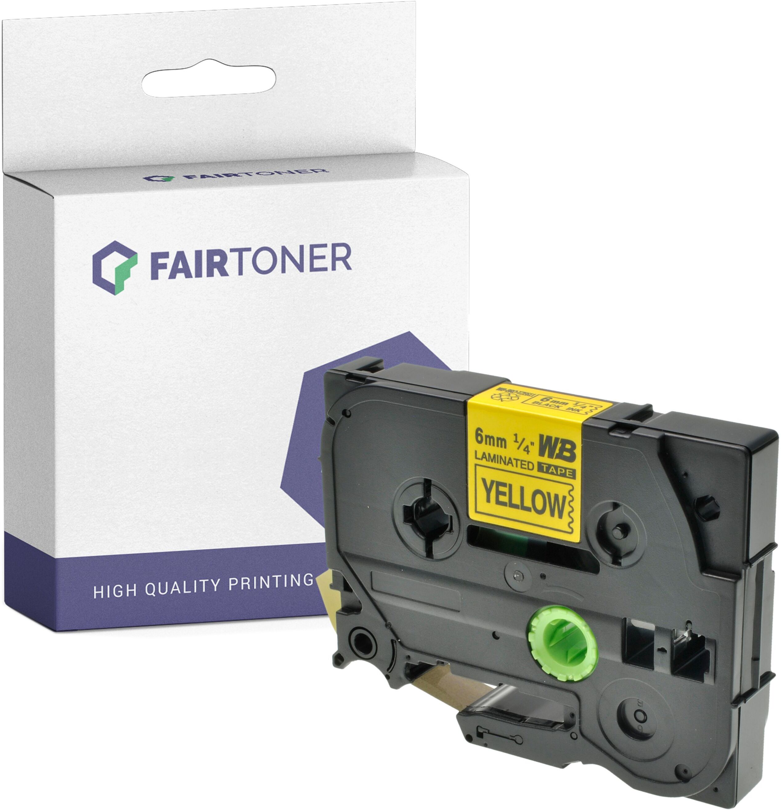 FairToner Kompatibel zu Brother P-Touch 340 Series (TZE-611) Schriftband 6mm/8m Schwarz auf Gelb