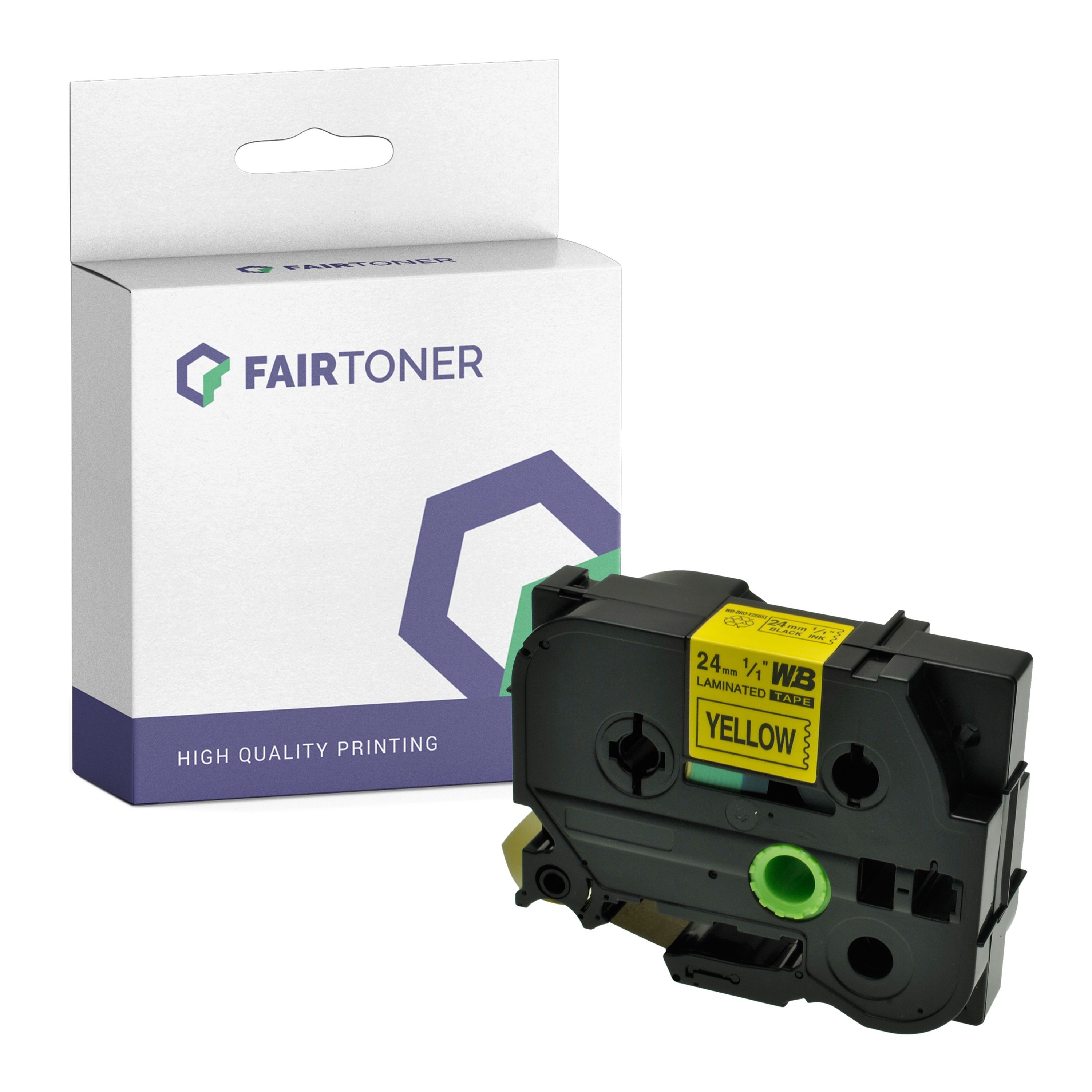FairToner Kompatibel zu Brother P-Touch 2450 Series (TZE-651) Schriftband 24mm/8m Schwarz auf Gelb