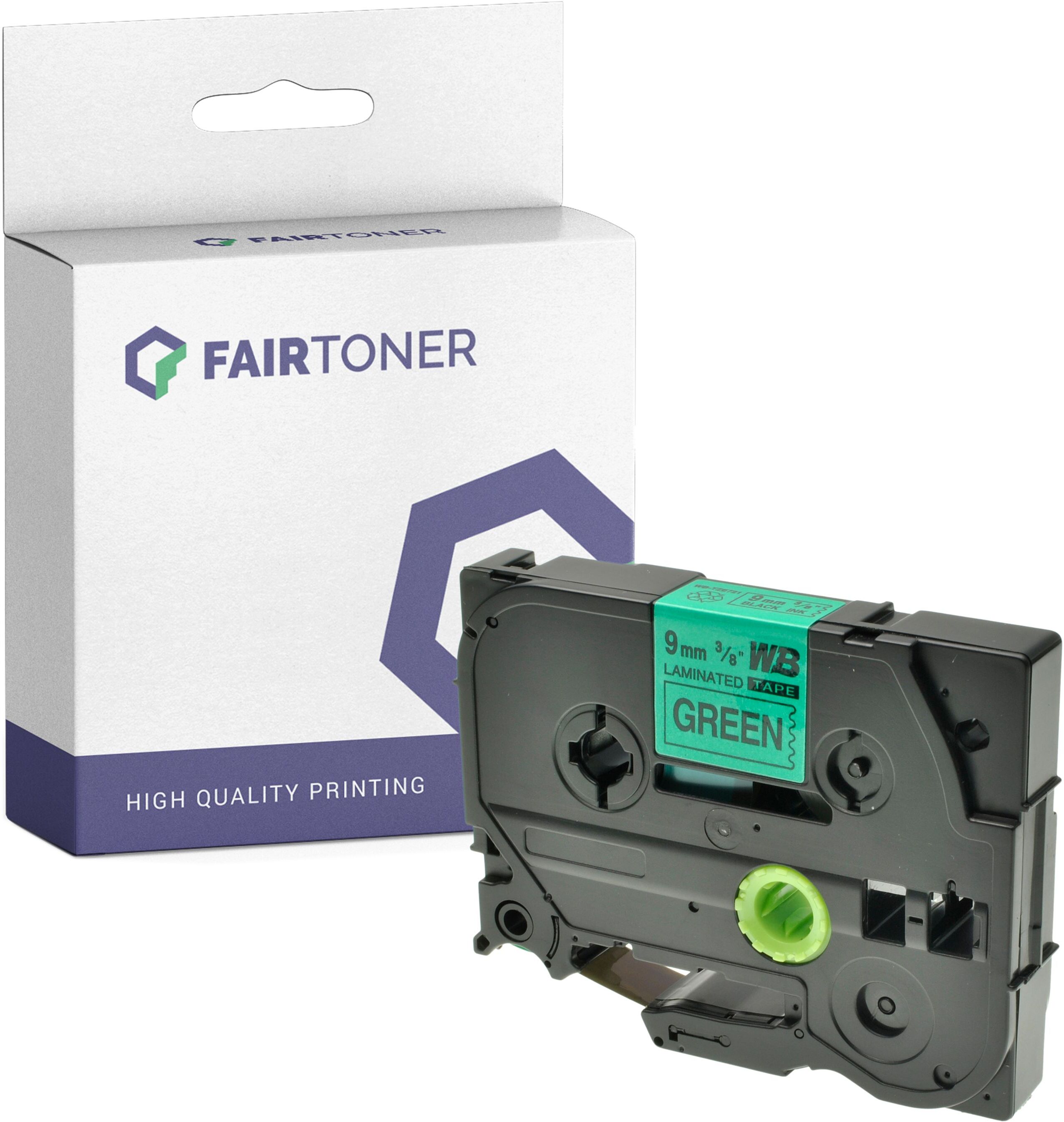 FairToner Kompatibel zu Brother P-Touch 9200 DX (TZE-721) Schriftband 9mm/8m Schwarz auf GrÃ¼n