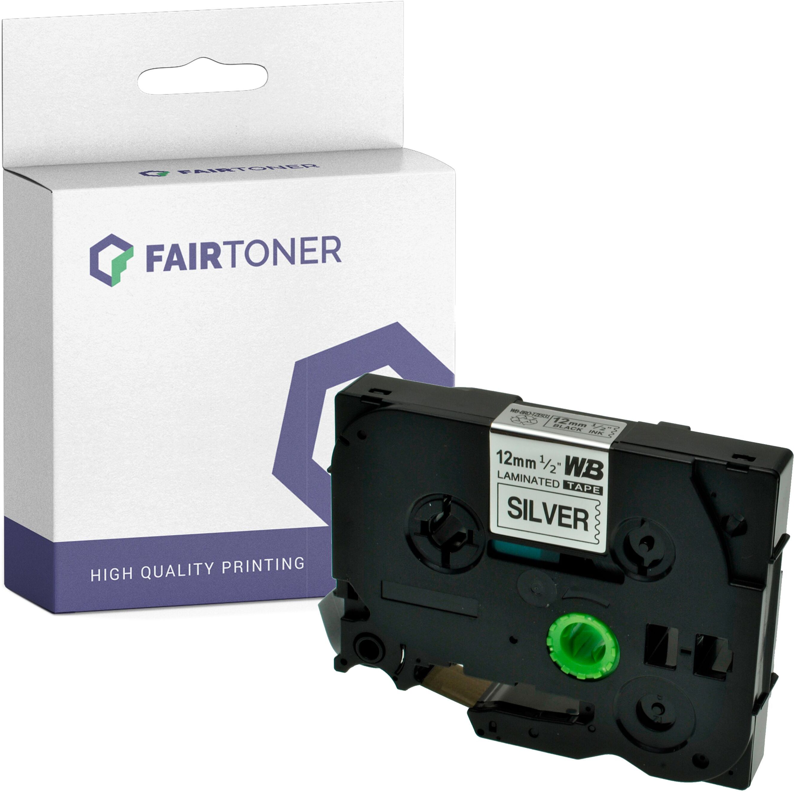 FairToner Kompatibel zu Brother P-Touch 1950 VP (TZE-931) Schriftband 12mm/8m Schwarz auf Silber FairToner Kompatibel zu Brother P-Touch 1950 VP (TZE-931) Schriftband 12mm/8m Schwarz auf Silber