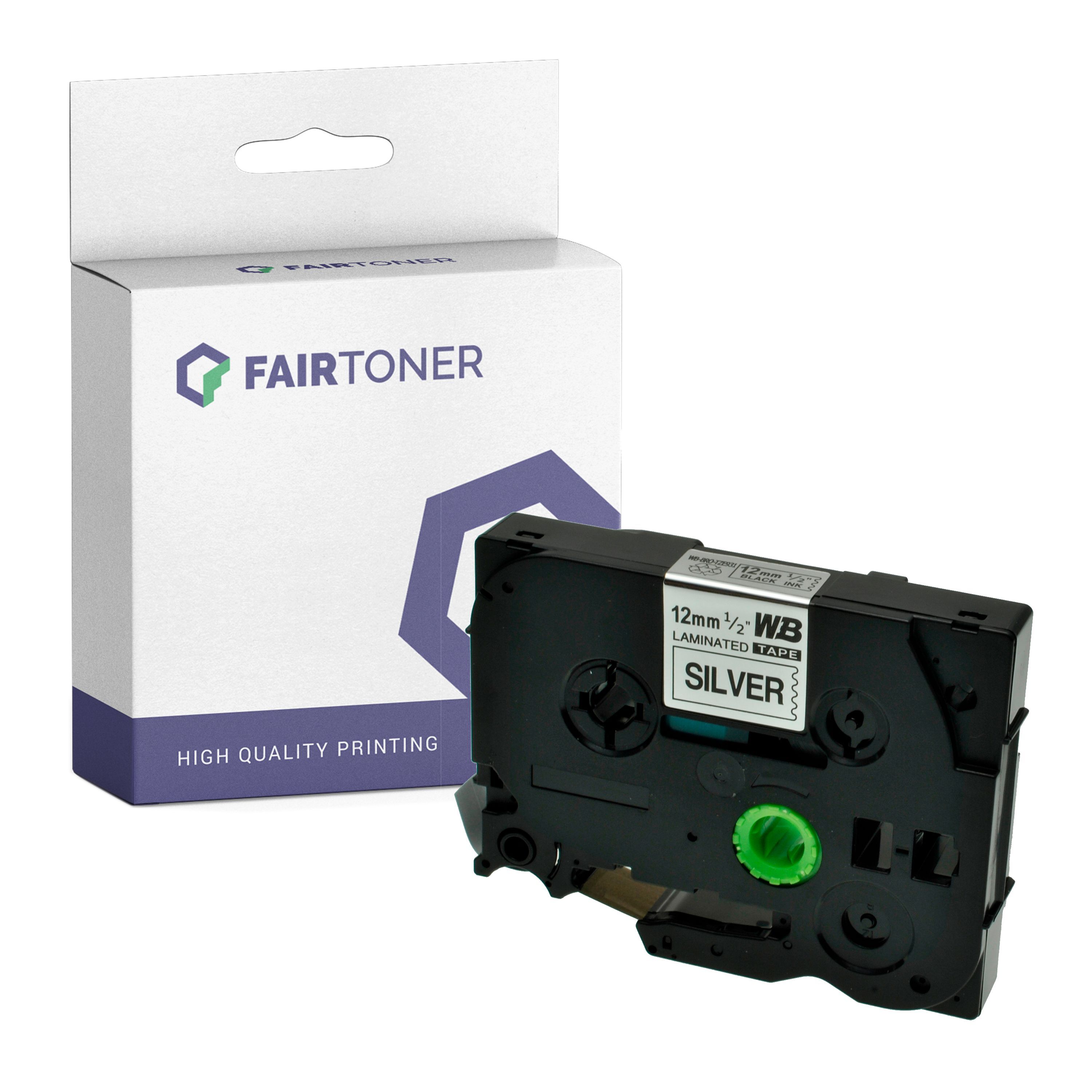 FairToner Kompatibel zu Brother P-Touch H 101 Series (TZE-931) Schriftband 12mm/8m Schwarz auf Silber