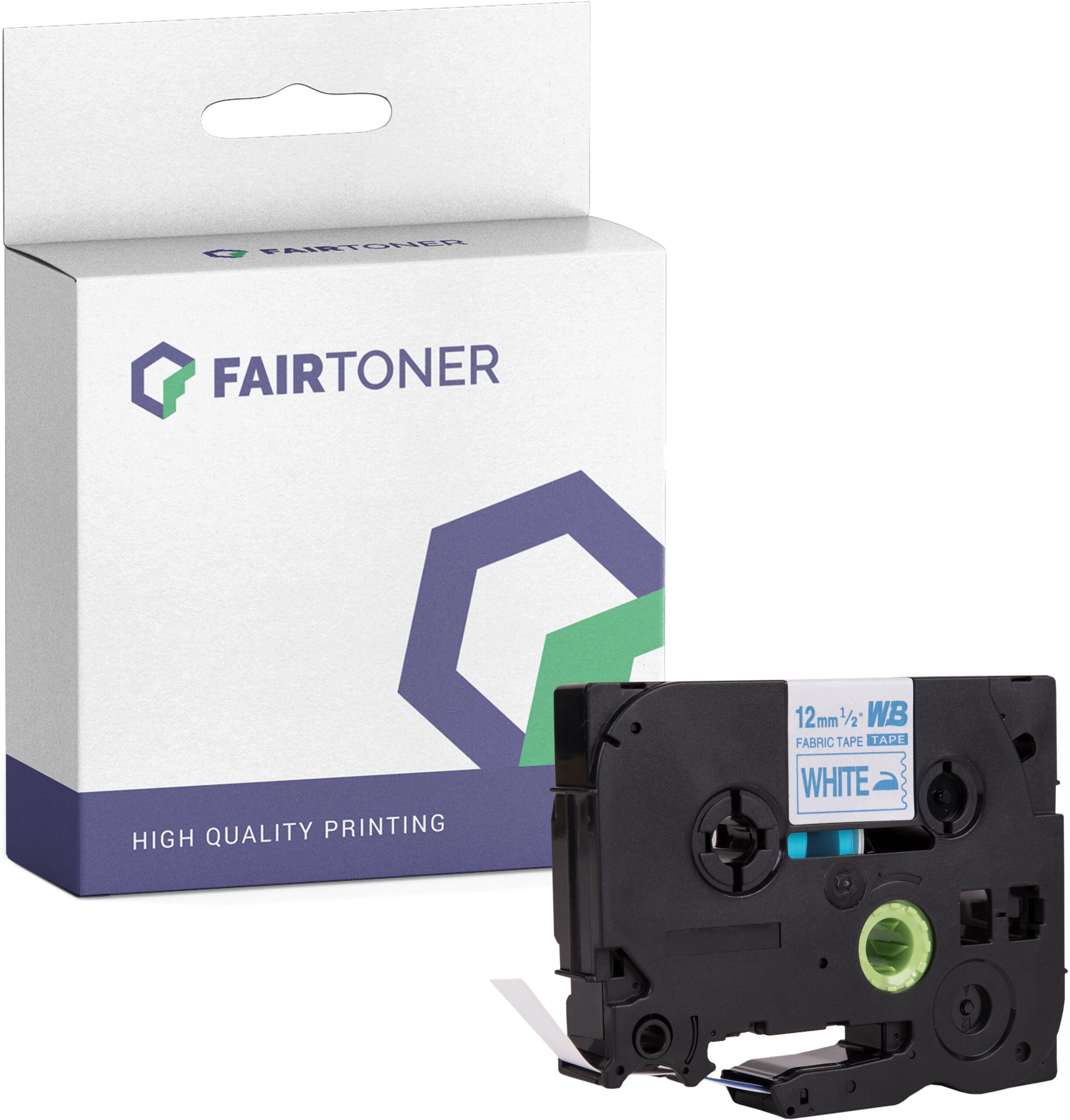 FairToner Kompatibel zu Brother P-Touch H 100 R (TZE-FA3) Schriftband 12mm/3m Blau auf Weiss