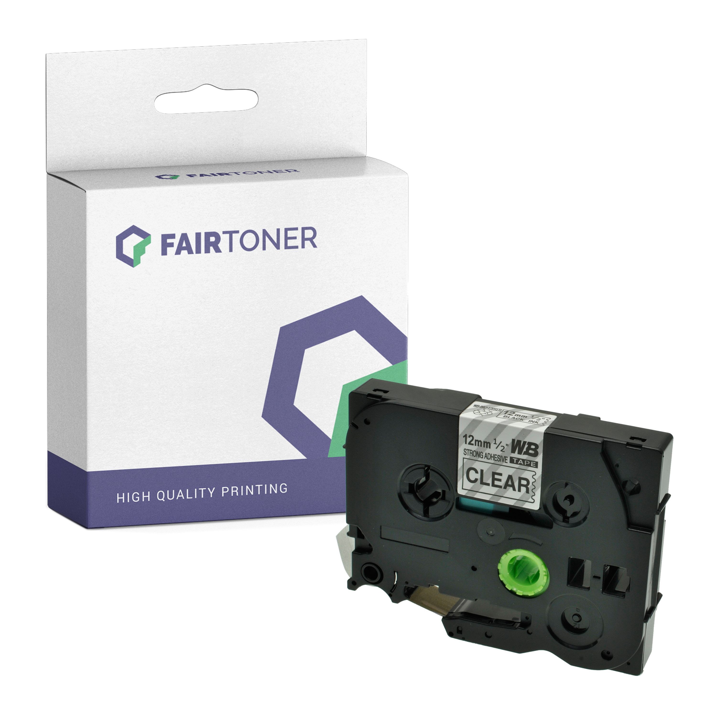FairToner Kompatibel zu Brother P-Touch 310 (TZE-S131) Schriftband 12mm/8m Schwarz auf Transparent