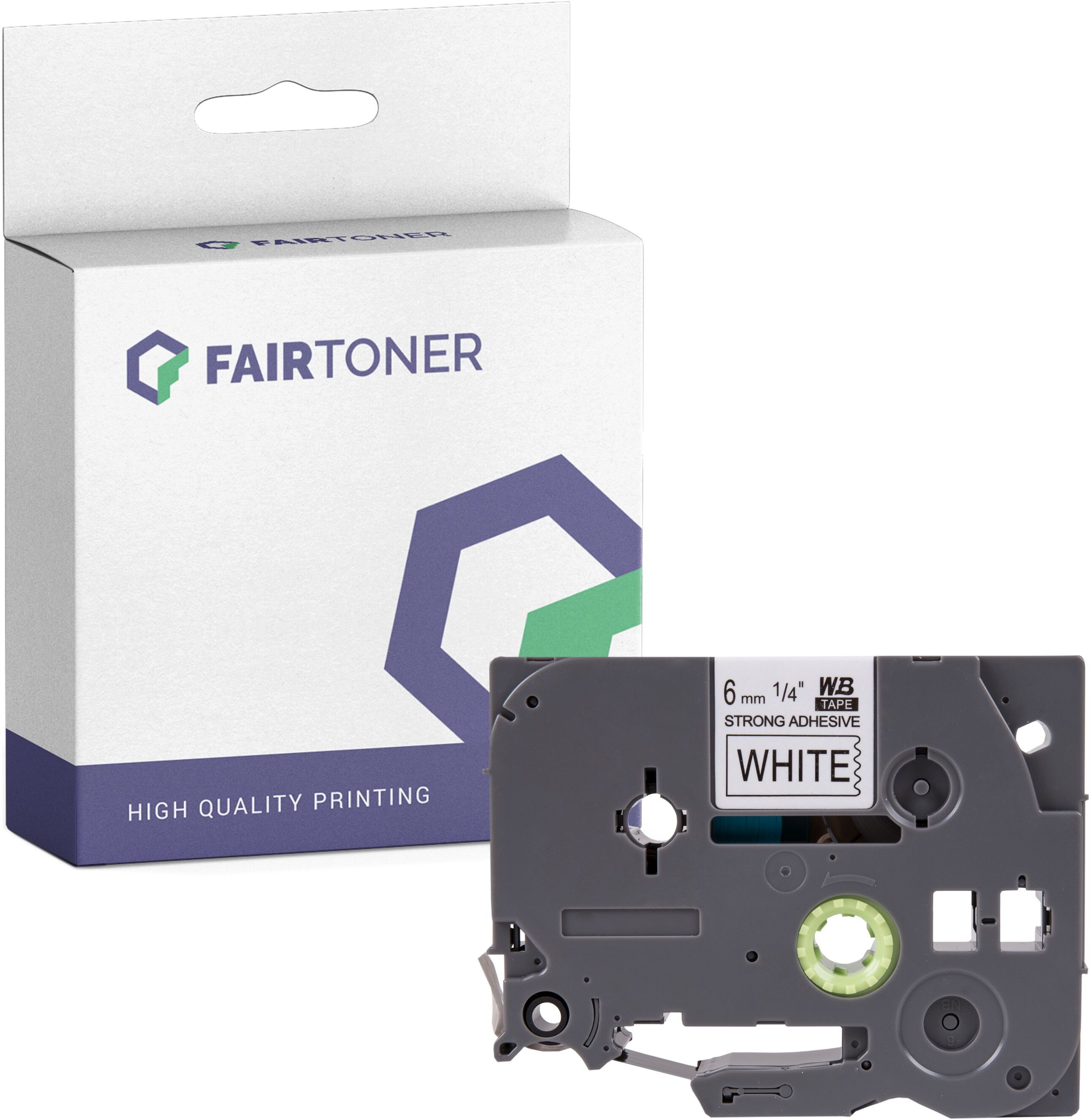 FairToner Kompatibel zu Brother P-Touch 310 CC (TZE-S211) Schriftband 6mm/8m Schwarz auf Weiss