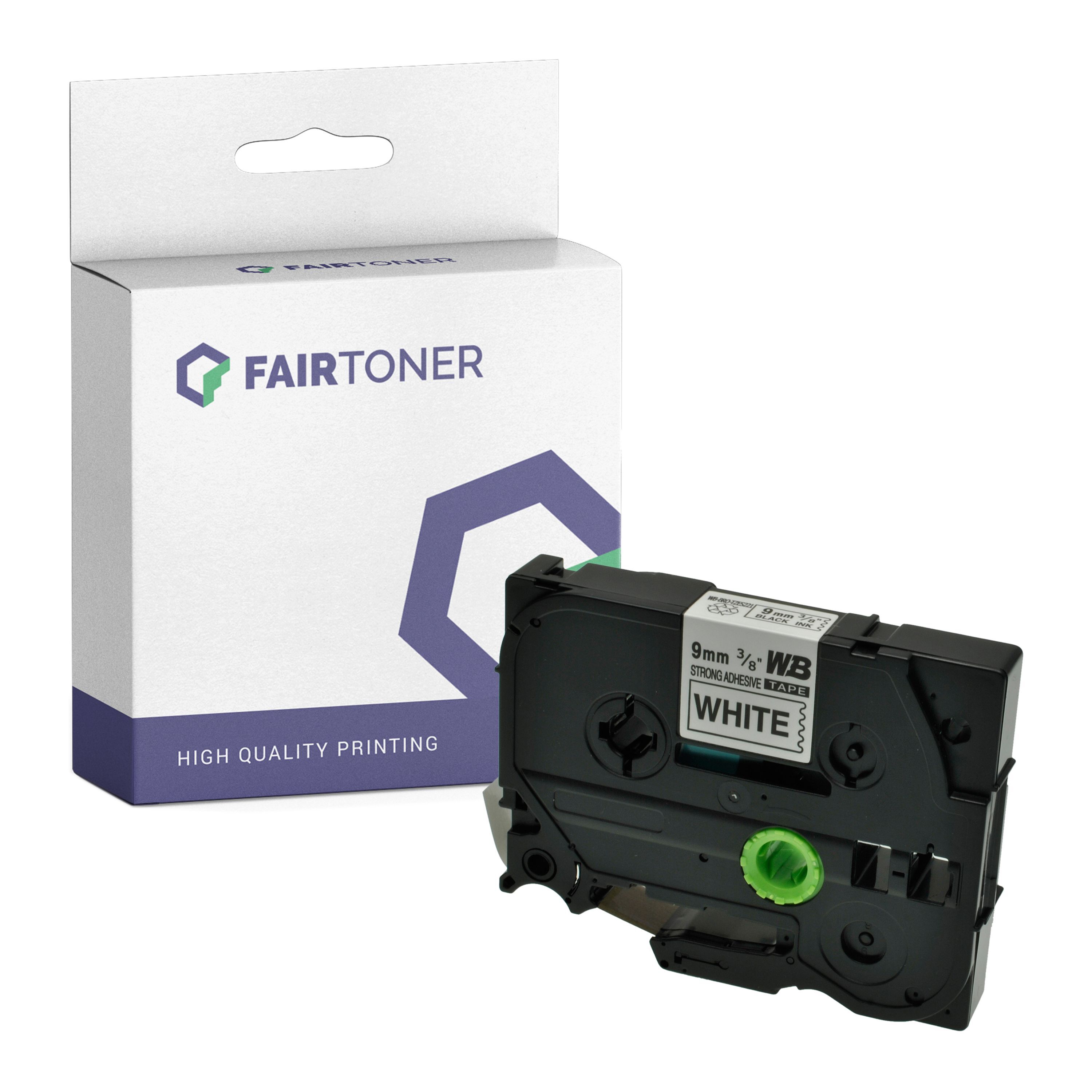 FairToner Kompatibel zu Brother P-Touch 1280 Series (TZE-S221) Schriftband 9mm/8m Schwarz auf Weiss
