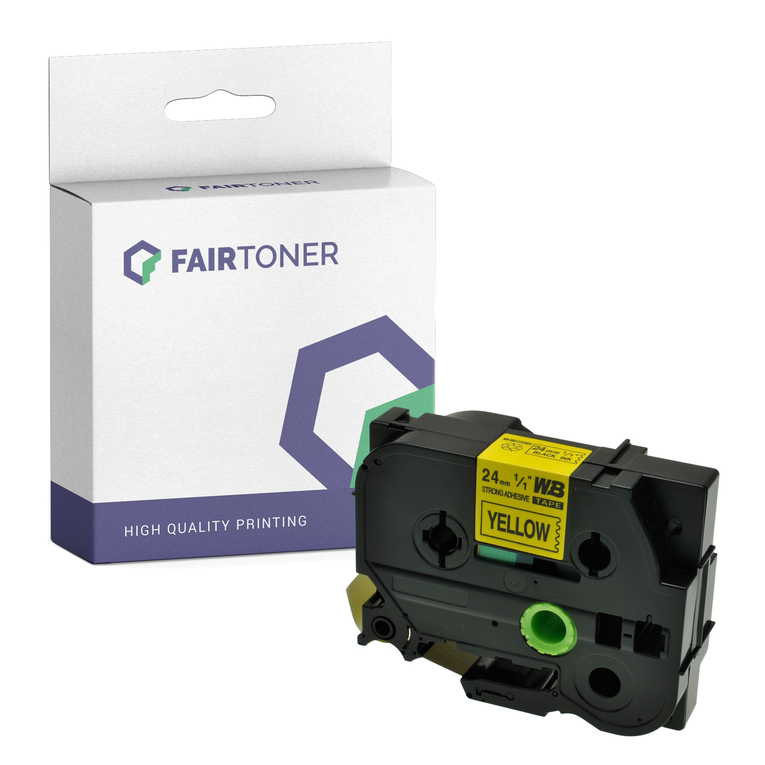 FairToner Kompatibel zu Brother P-Touch PT-P 900 Series (TZE-S651) Schriftband 24mm/8m Schwarz auf Gelb