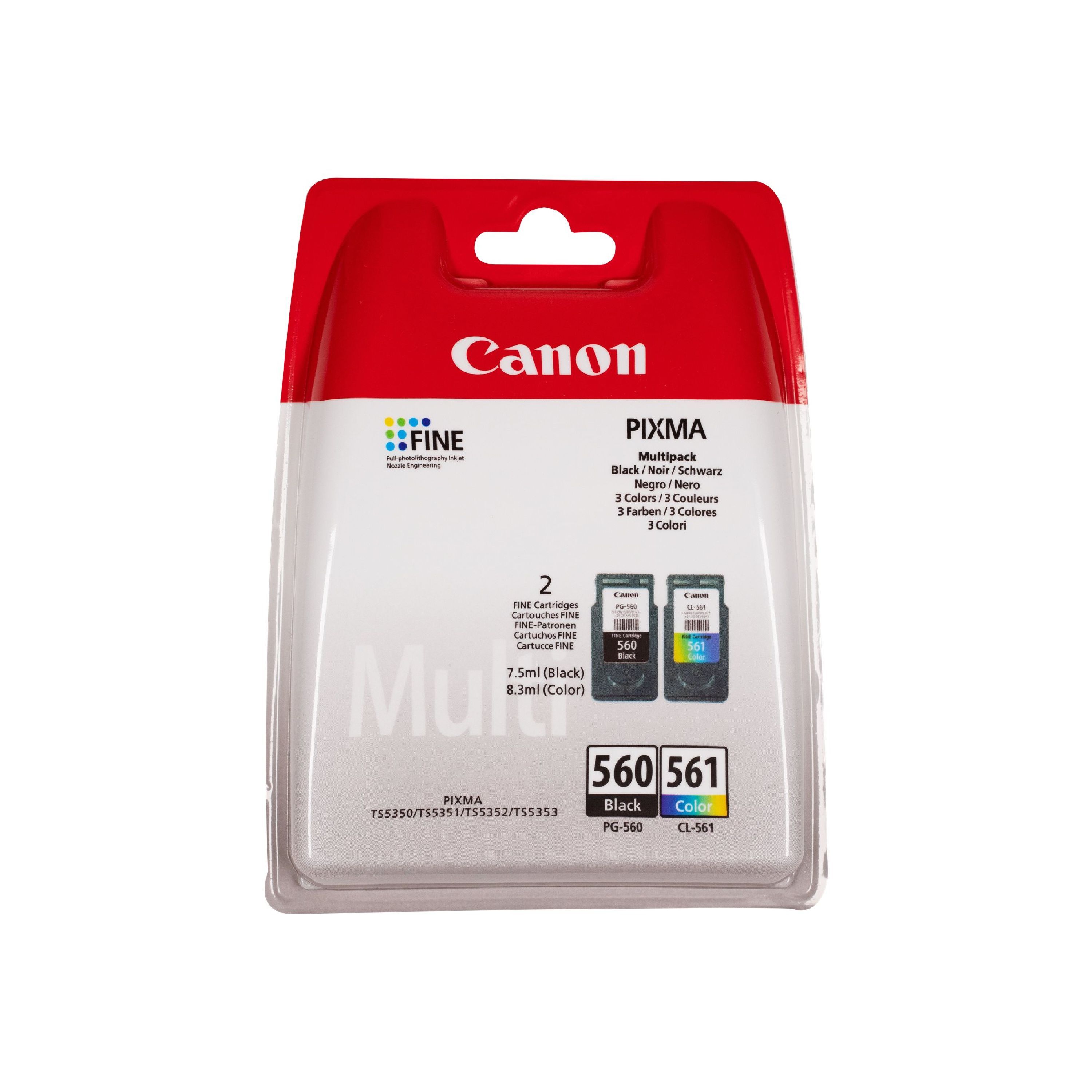 Canon Original Canon Pixma TS 5350 Series (3713C006 / PG-560 CL-561) Druckerpatrone Schwarz,Color (Cyan,Magenta,Gelb)