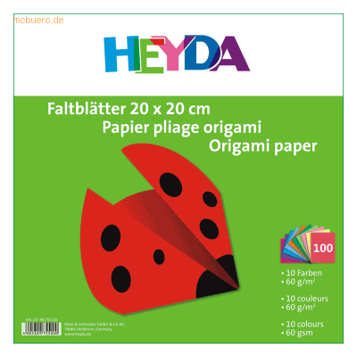 Heyda Quadratisches Origamipapier - 10 Farben, Beidseitig, Wiederverschließbare Tüte Heyda Quadratisches Origamipapier - 10 Farben, Beidseitig, Wiederverschließbare Tüte