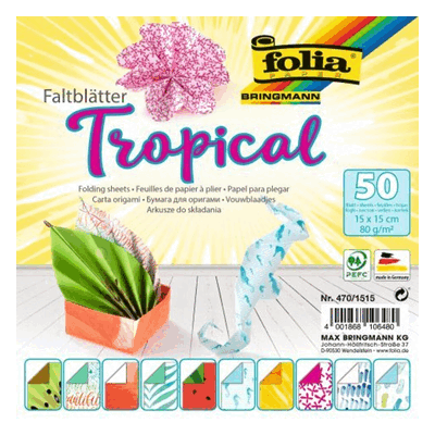 Folia Tropische Papierblätter - 15x15cm, 50 Stück Folia Tropische Papierblätter - 15x15cm, 50 Stück