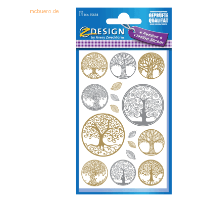Z-Design Creative - Lebensbaum - Gold - Silber - Sticker Z-Design Creative - Lebensbaum - Gold - Silber - Sticker