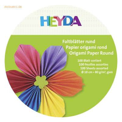 Heyda Runde Papierfaltblätter - 10cm Durchmesser, 80 g/m², Nassfest - 100 Blätter Heyda Runde Papierfaltblätter - 10cm Durchmesser, 80 g/m², Nassfest - 100 Blätter