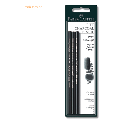 Faber Castell Zeichenkohlestift Pitt Härtegrad S, M, H 3 Stück auf Bli Faber Castell Zeichenkohlestift Pitt Härtegrad S, M, H 3 Stück auf Bli