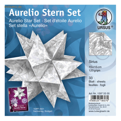 Ludwig Bähr Faltblätter Aurelio Stern Sirius 120g/qm 15x15cm silber/si Ludwig Bähr Faltblätter Aurelio Stern Sirius 120g/qm 15x15cm silber/si