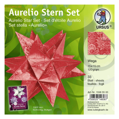 Ludwig Bähr Faltblätter Aurelio Stern Wega 120g/qm 15x15cm rot/rot Ludwig Bähr Faltblätter Aurelio Stern Wega 120g/qm 15x15cm rot/rot
