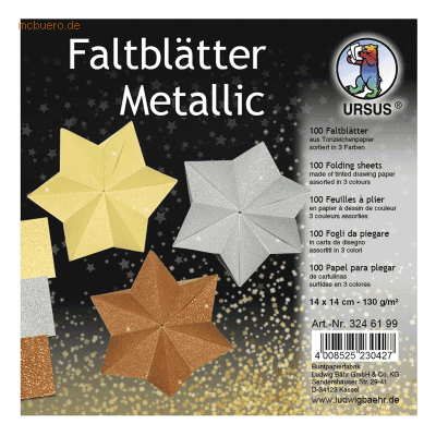 Ludwig Bähr Faltblätter Metallic 130g/qm 14x14cm VE=100 Blatt 3 Farben Ludwig Bähr Faltblätter Metallic 130g/qm 14x14cm VE=100 Blatt 3 Farben