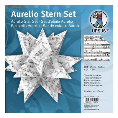 Ursus Aurelio Stern Bastelpapier - Noten schwarz - 20x20cm Ursus Aurelio Stern Bastelpapier - Noten schwarz - 20x20cm