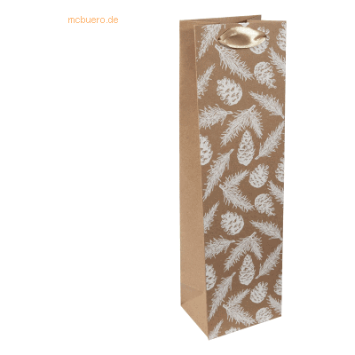 5 x Sigel Geschenktasche Bottle 100x350x80mm Pine cones and pine branc 5 x Sigel Geschenktasche Bottle 100x350x80mm Pine cones and pine branc