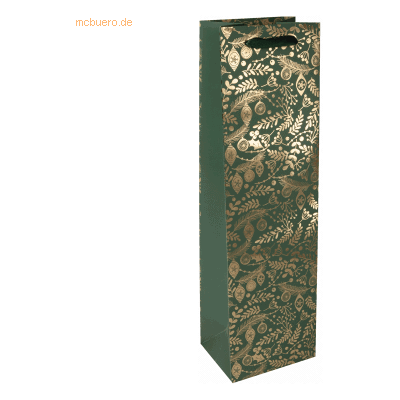 5 x Sigel Geschenktasche Bottle 100x350x80mm Golden ornaments on green 5 x Sigel Geschenktasche Bottle 100x350x80mm Golden ornaments on green