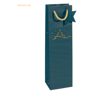 5 x Sigel Geschenktasche Bottle Christmas tree petrol 100x350x80mm 5 x Sigel Geschenktasche Bottle Christmas tree petrol 100x350x80mm
