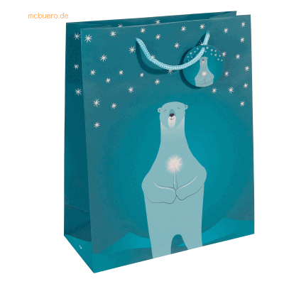 Sigel Große Papier-Geschenktüte mit Eisbär & Kerze - Weihnachten Sigel Große Papier-Geschenktüte mit Eisbär & Kerze - Weihnachten