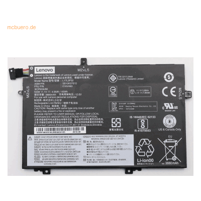 Lenovo Akku für Lenovo 01AV463 Li-Pol 11,1 Volt 4120 mAh schwarz Lenovo Akku für Lenovo 01AV463 Li-Pol 11,1 Volt 4120 mAh schwarz