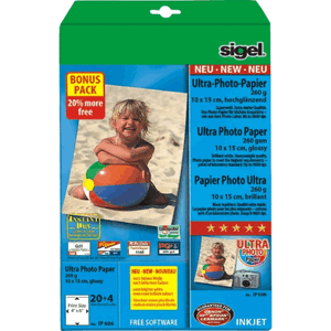 Sigel Fotopapier 10x15cm 260g/qm glossy VE=20+4 Blatt Sigel Fotopapier 10x15cm 260g/qm glossy VE=20+4 Blatt