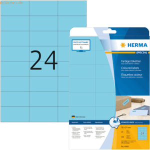 HERMA Etiketten blau 70x37mm Special A4 VE=480 Stück HERMA Etiketten blau 70x37mm Special A4 VE=480 Stück