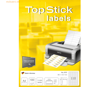 10 x TopStick Universal-Etiketten Papier weiß selbstklebend 38,1x12,7m 10 x TopStick Universal-Etiketten Papier weiß selbstklebend 38,1x12,7m