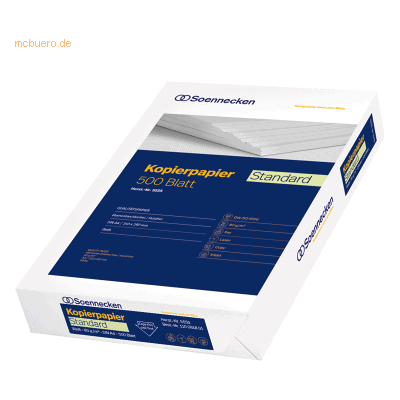 Soennecken Kopierpapier Standard 5555 DIN A4 80g weiß 500 Blatt Soennecken Kopierpapier Standard 5555 DIN A4 80g weiß 500 Blatt