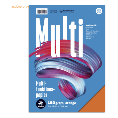 5 x Staufen Multifunktionspapier A4 160g/qm VE=25 Blatt intensiv orang 5 x Staufen Multifunktionspapier A4 160g/qm VE=25 Blatt intensiv orang
