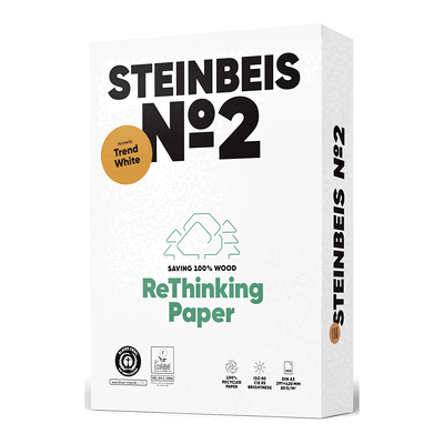 Steinbeis No. 2 - Trend White - Recyclingpapier A3 80g weiß 500 Blatt. Steinbeis No. 2 - Trend White - Recyclingpapier A3 80g weiß 500 Blatt.