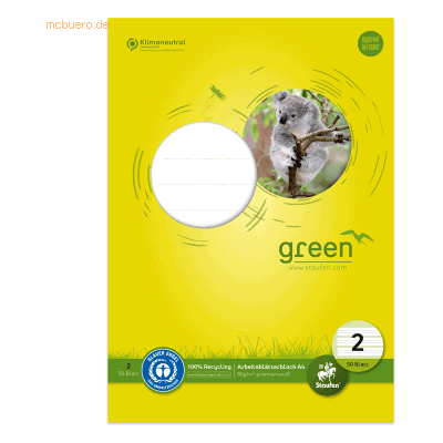 10 x Staufen Arbeitsblätterblock 2 Green A4 80g/qm 50 Blatt liniert 10 x Staufen Arbeitsblätterblock 2 Green A4 80g/qm 50 Blatt liniert