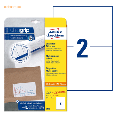 Avery Zweckform Universal-Etiketten ultragrip 210x148 mm VE=60 Etikett Avery Zweckform Universal-Etiketten ultragrip 210x148 mm VE=60 Etikett