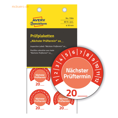 Avery Zweckform Prüfplaketten 'Nächster Prüftermin' 20__ Vinyl 30mm 10 Avery Zweckform Prüfplaketten 'Nächster Prüftermin' 20__ Vinyl 30mm 10