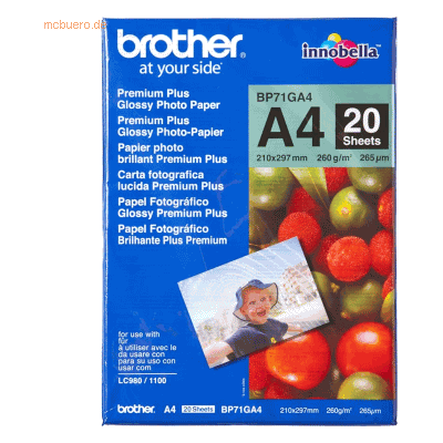 Brother Fotopapier Inkjet A4 20 Blatt (bis 6000 dpi) 260g/qm Brother Fotopapier Inkjet A4 20 Blatt (bis 6000 dpi) 260g/qm