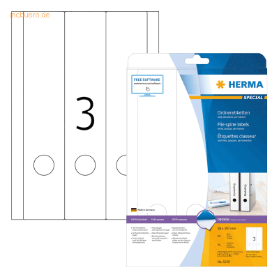 HERMA Ordneretiketten weiß 59x297mm Special A4 VE=75 Stück HERMA Ordneretiketten weiß 59x297mm Special A4 VE=75 Stück