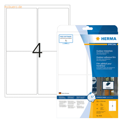 HERMA Etiketten Outdoor Klebefolie weiß 99,1x139mm Special A4 VE=40 St HERMA Etiketten Outdoor Klebefolie weiß 99,1x139mm Special A4 VE=40 St