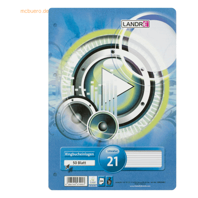 10 x Landre Ringbucheinlagen A4 50 Blatt 70 g/qm 4-fach gelocht Lineat 10 x Landre Ringbucheinlagen A4 50 Blatt 70 g/qm 4-fach gelocht Lineat